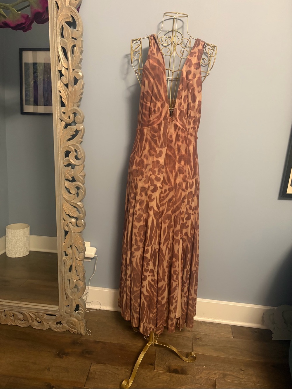 Pilcro Rust and Mauve Animal-Print Maxi Dress